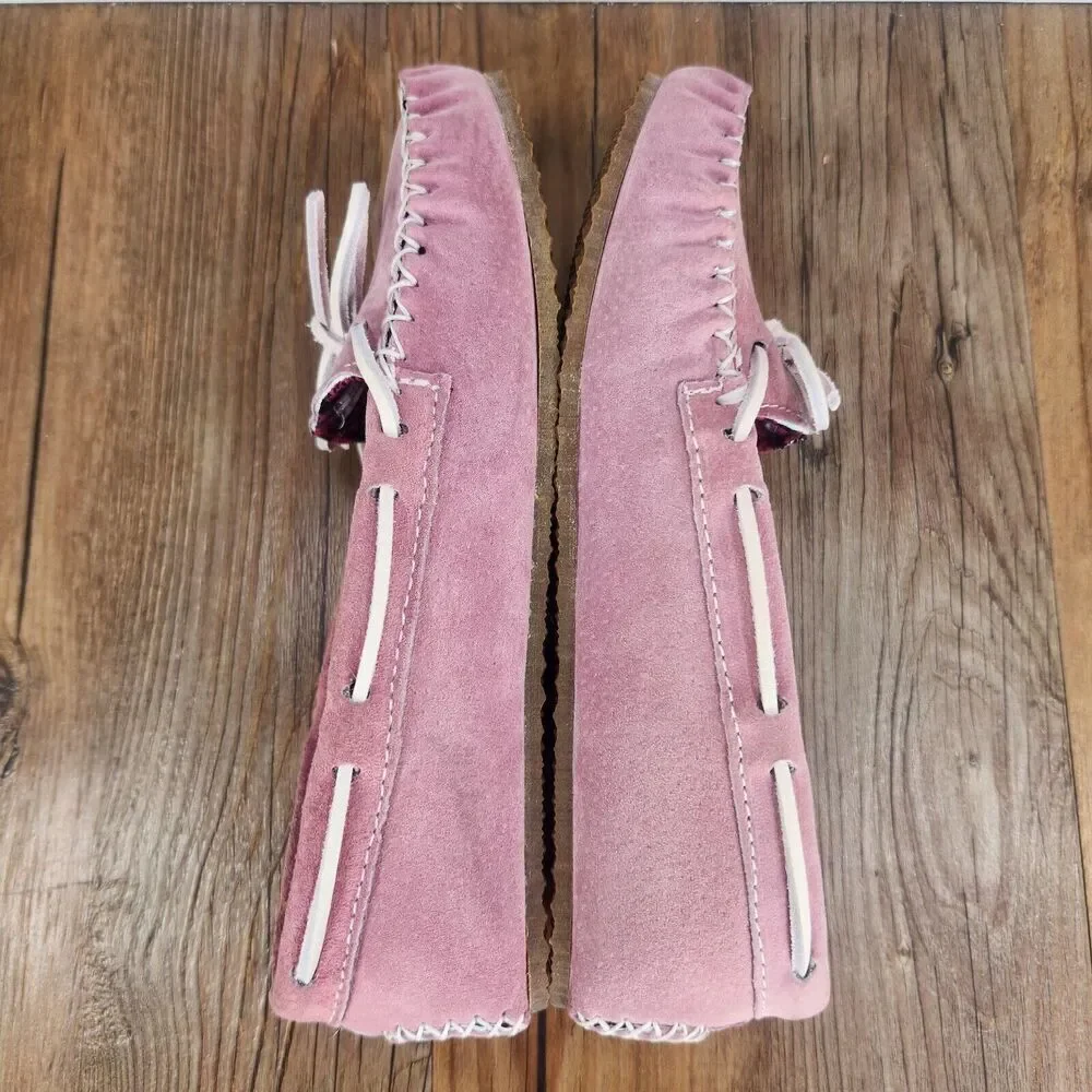 Old Friend Buckeye Pink Moccasin Slippers Child Sz 3 Fleece Lined Moc Toe 568100